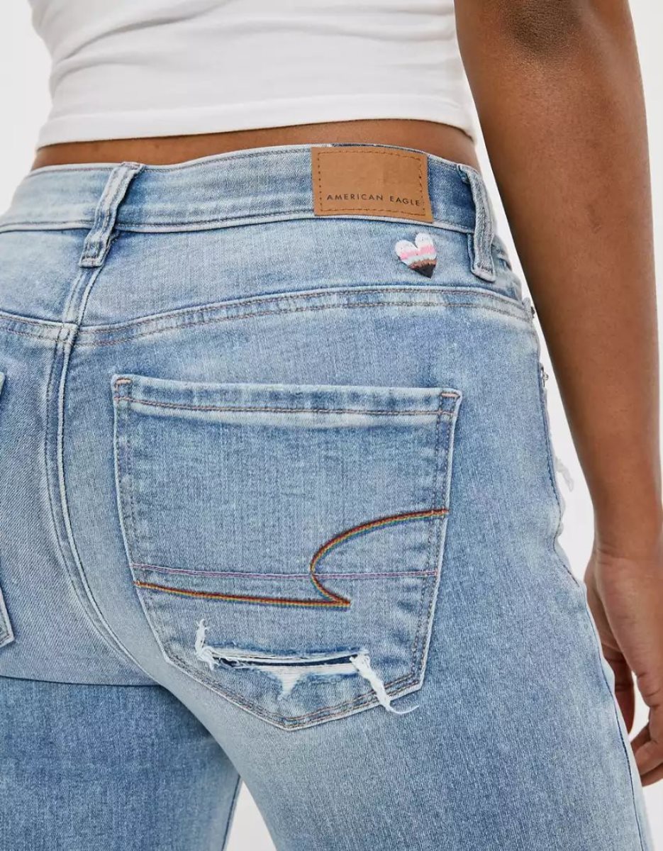 Jean American Eagle AE Pride Ne(x)t Level Ripped Festival Flare Lavage Clair Femme | MYH-16521587